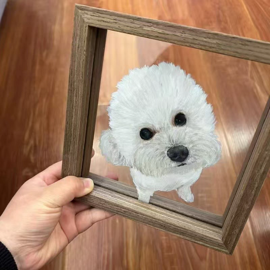 Personalized Pet Portrait Hand-Painted Glass Frame
