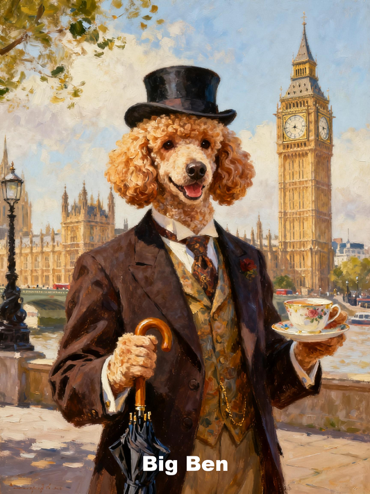 Personalized Pet World Tour Portrait, Pet at Famous Landmarks Painting