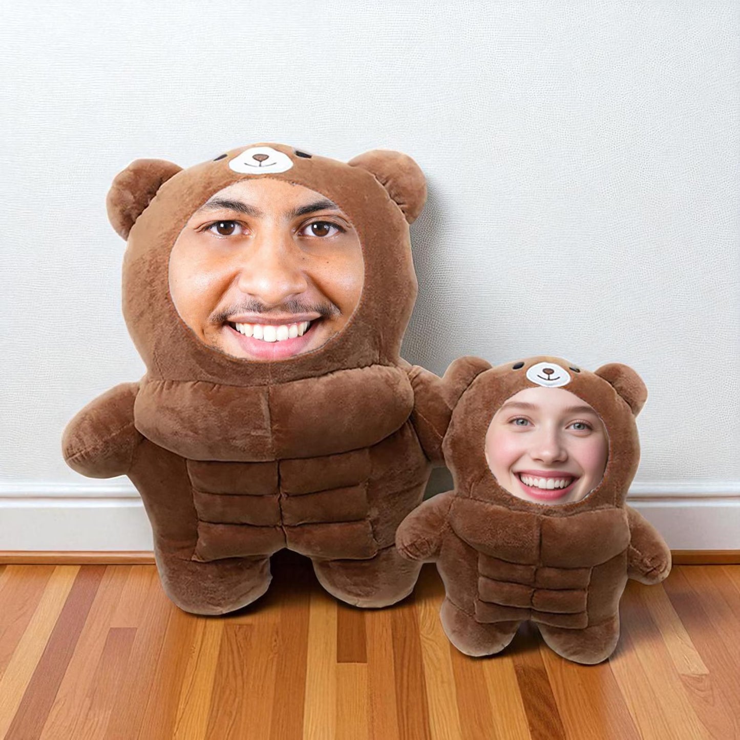 Personalized Muscle Bear Plush Toy-Custom Face Stuffed Animal Pillow