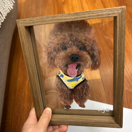Personalized Pet Portrait Hand-Painted Glass Frame