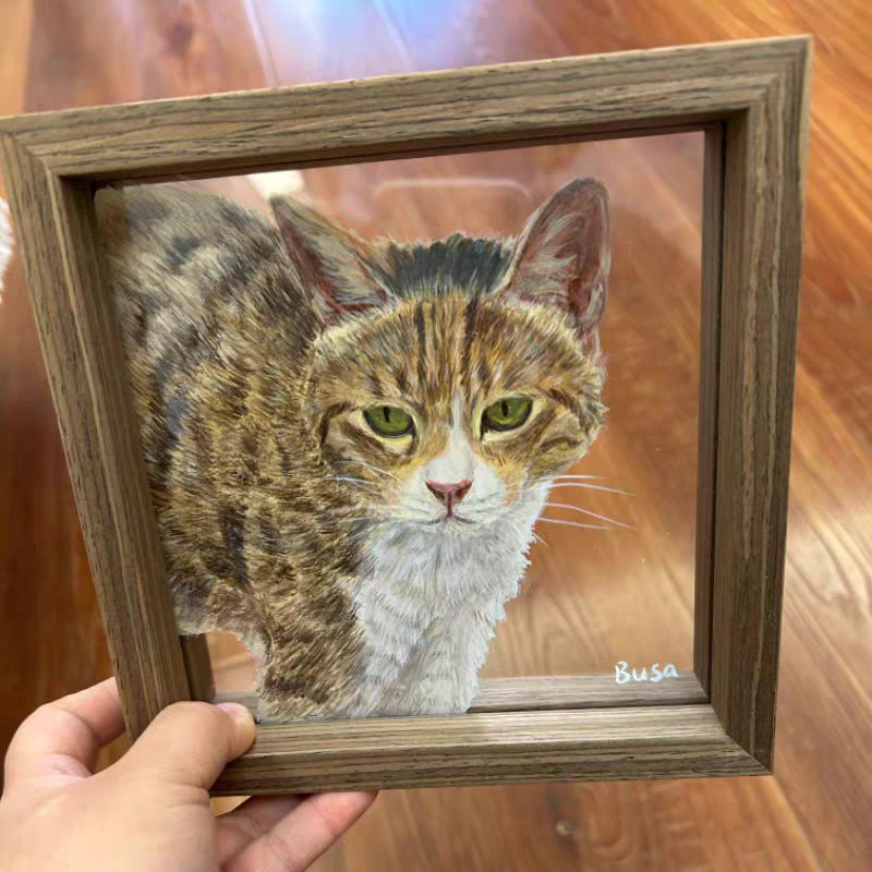 Personalized Pet Portrait Hand-Painted Glass Frame