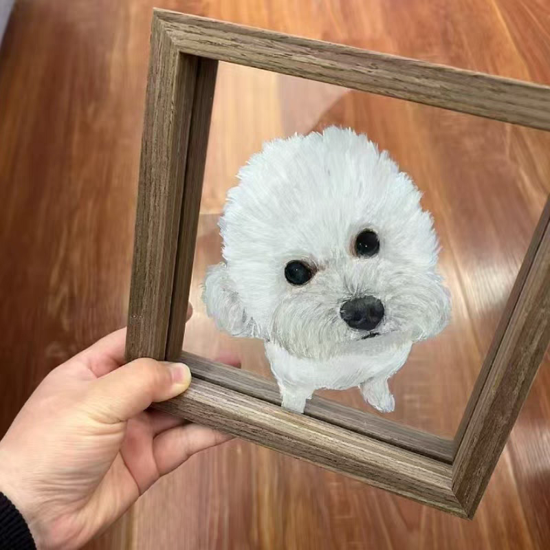 Personalized Pet Portrait Hand-Painted Glass Frame