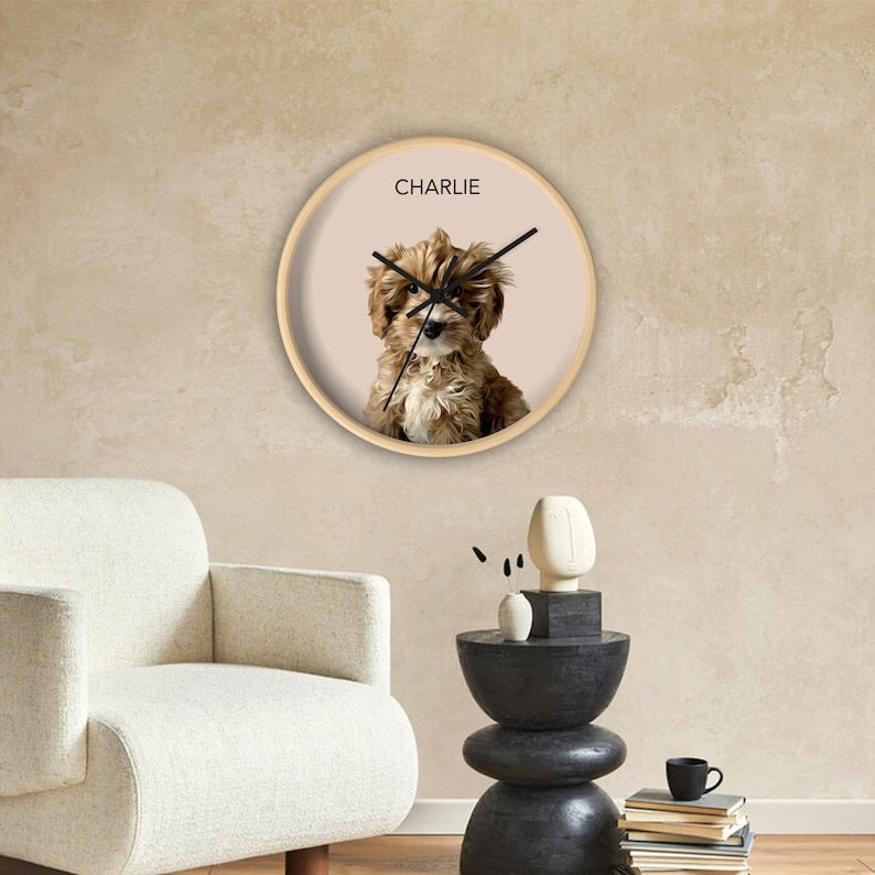 Custom Pet Photo Minimalist Wall Clock for the Home