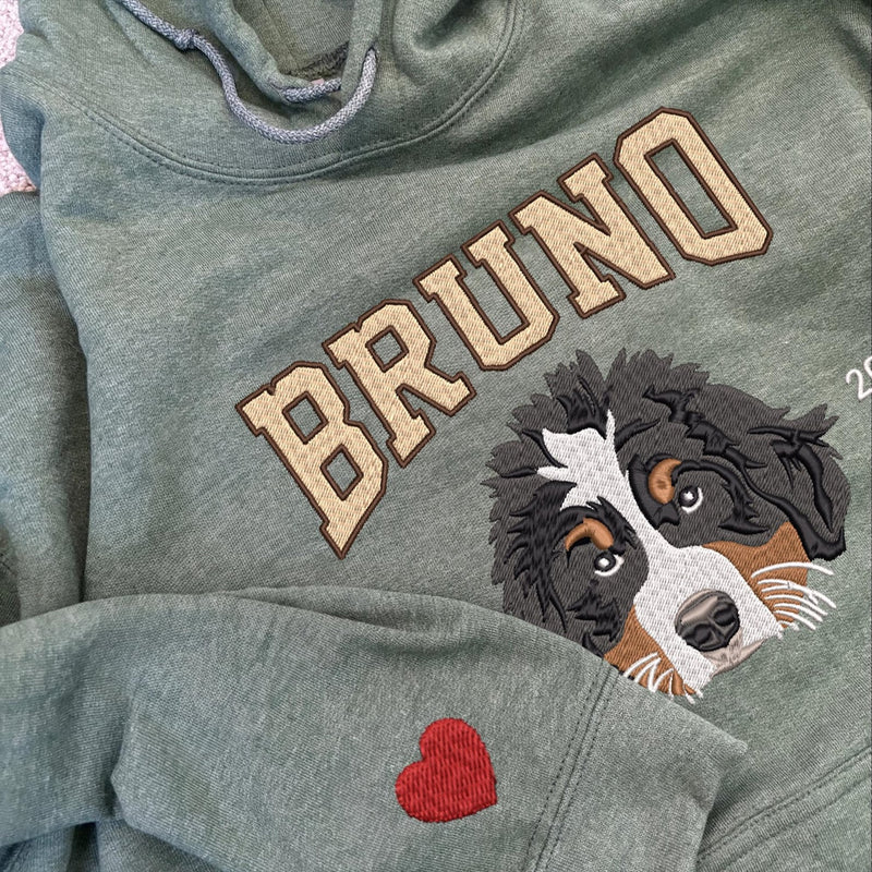 Customised embroidered clothing featuring your pet’s photo