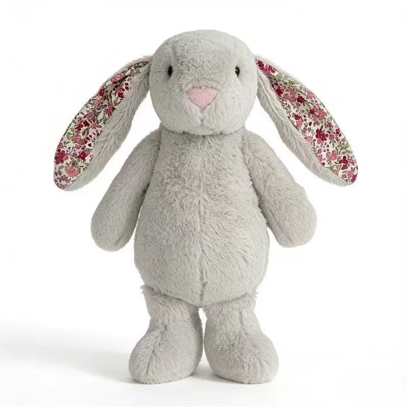 Custom-made Plush Rabbit Toy with Flower-Ear Embroidery