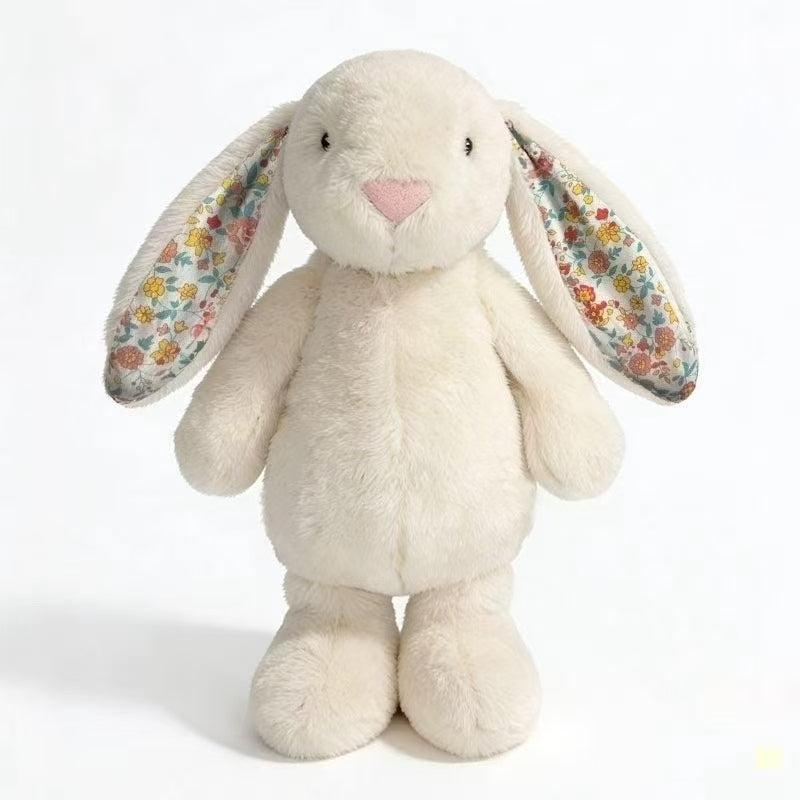 Custom-made Plush Rabbit Toy with Flower-Ear Embroidery