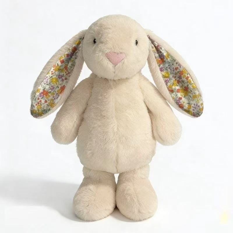 Custom-made Plush Rabbit Toy with Flower-Ear Embroidery