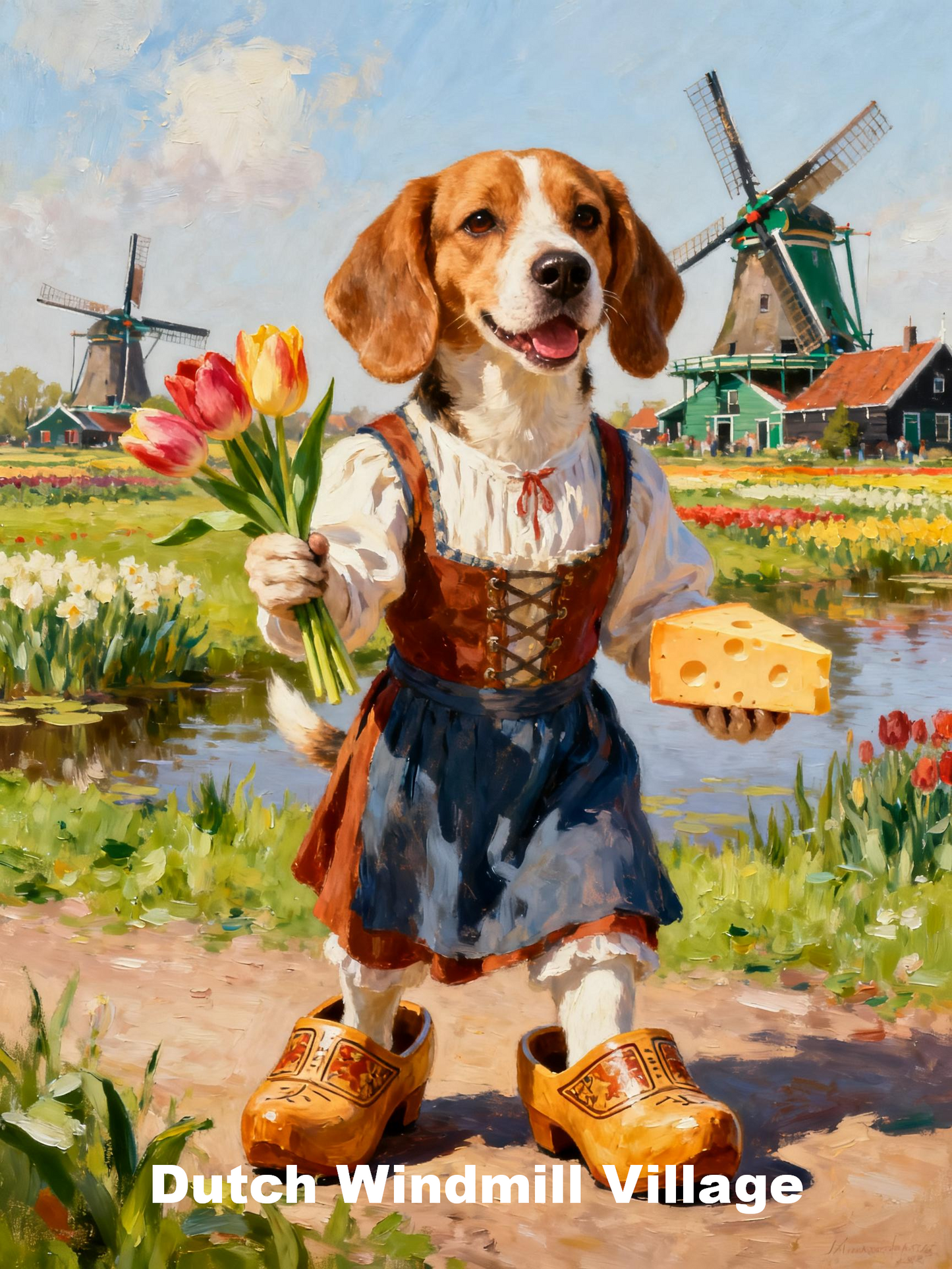 Personalized Pet World Tour Portrait, Pet at Famous Landmarks Painting