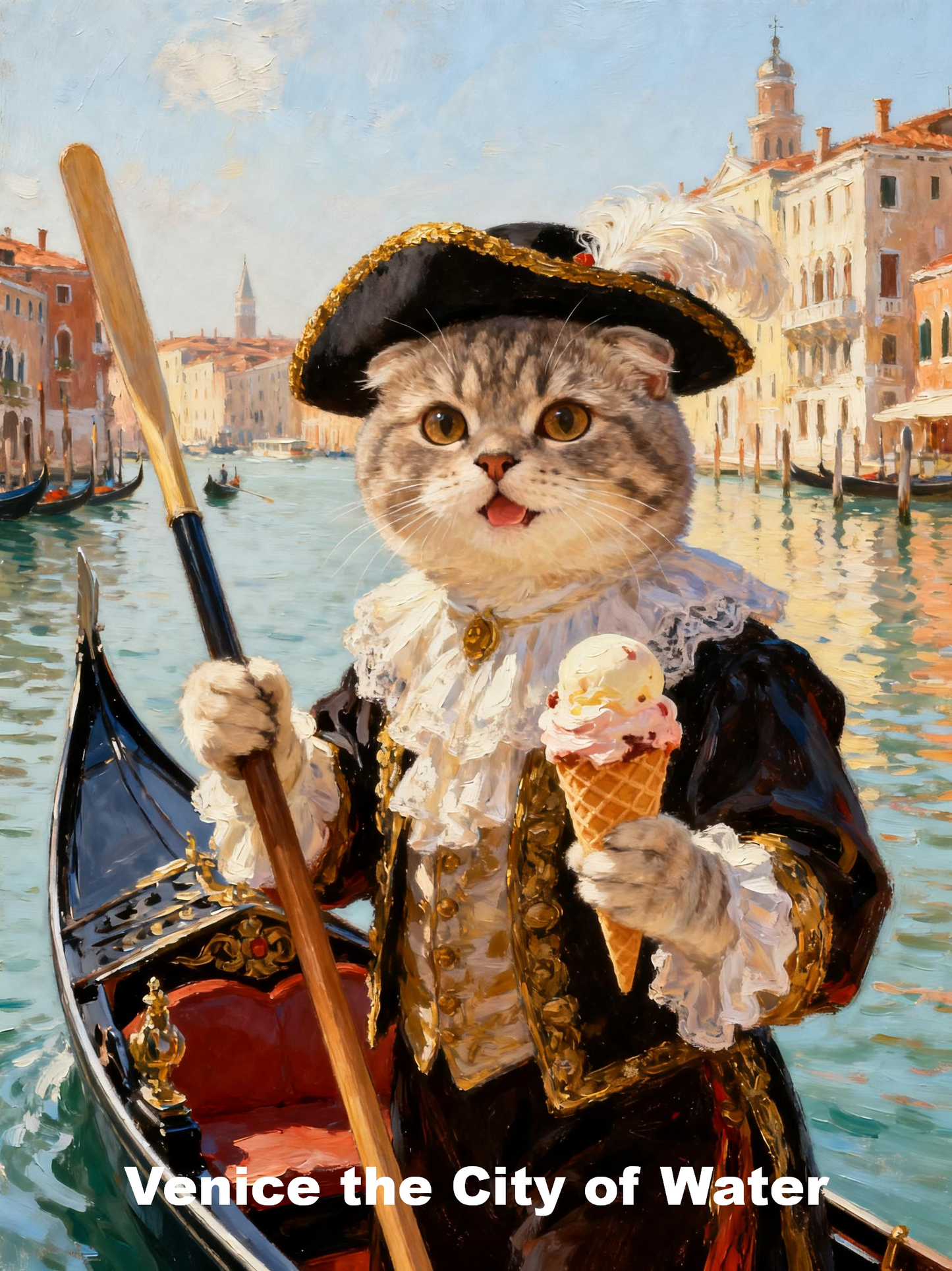 Personalized Pet World Tour Portrait, Pet at Famous Landmarks Painting