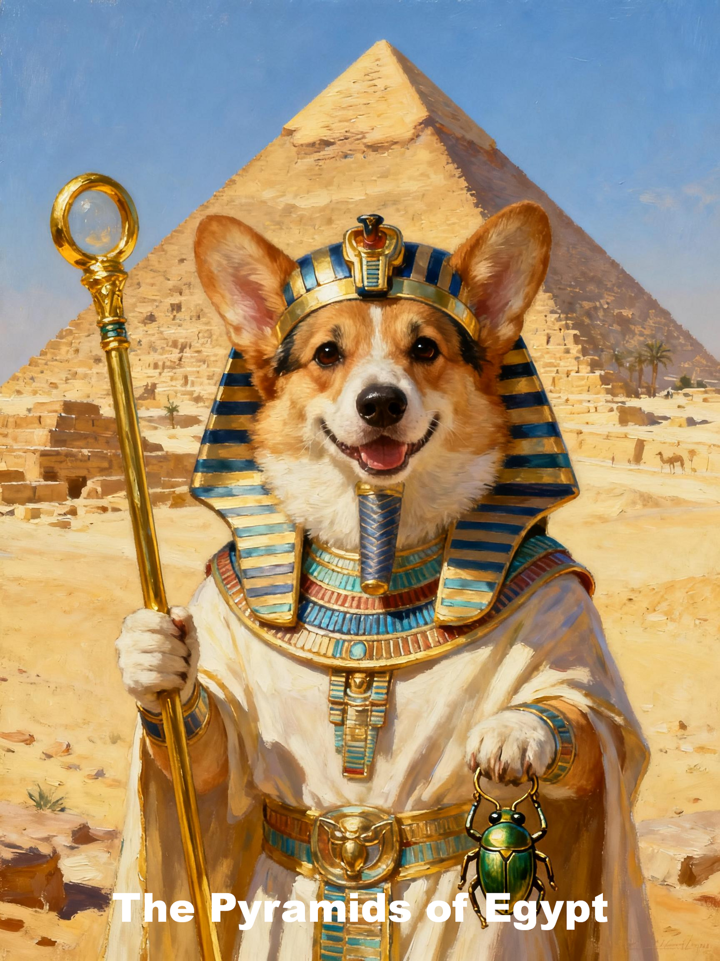 Personalized Pet World Tour Portrait, Pet at Famous Landmarks Painting