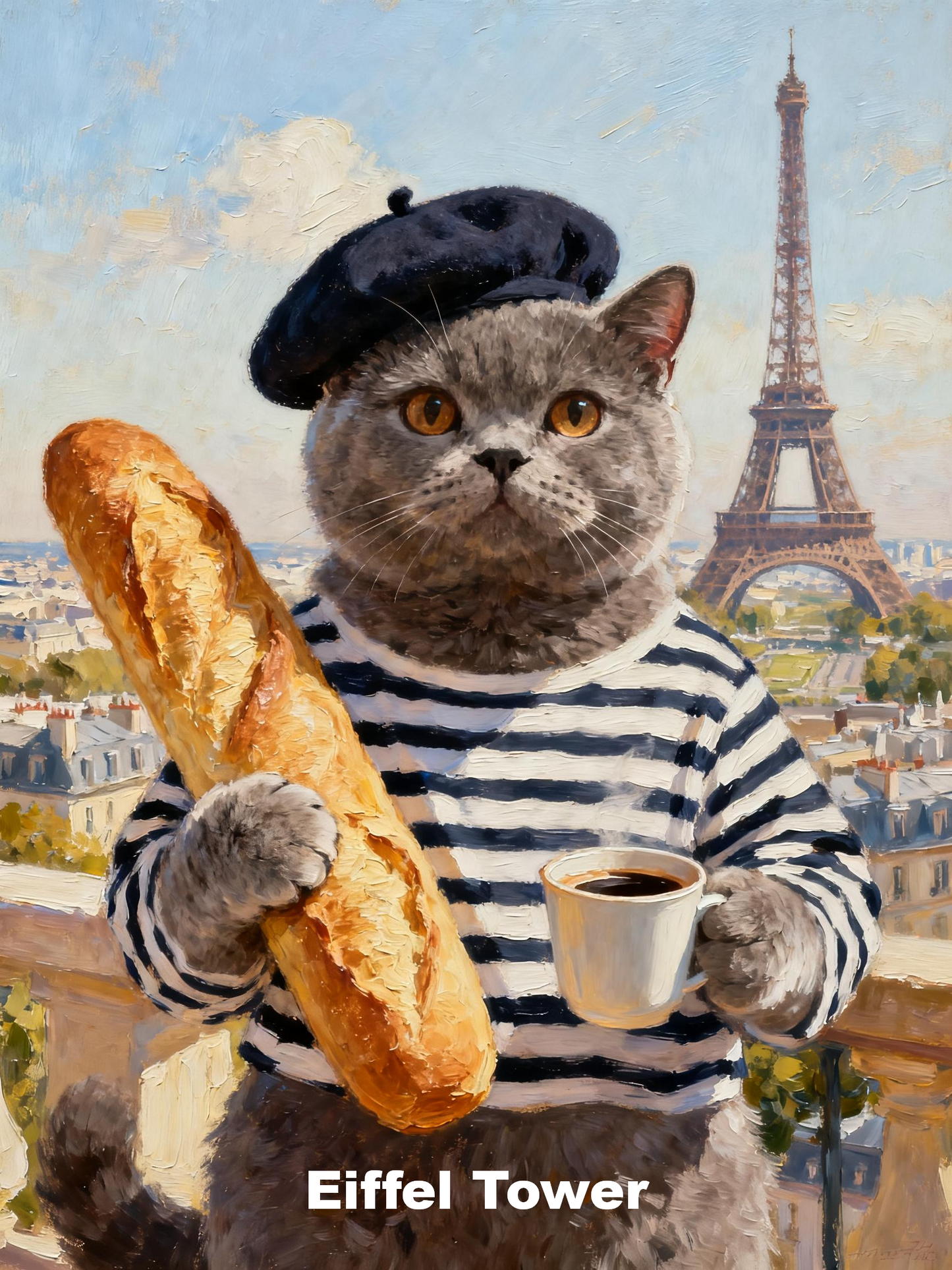 Personalized Pet World Tour Portrait, Pet at Famous Landmarks Painting