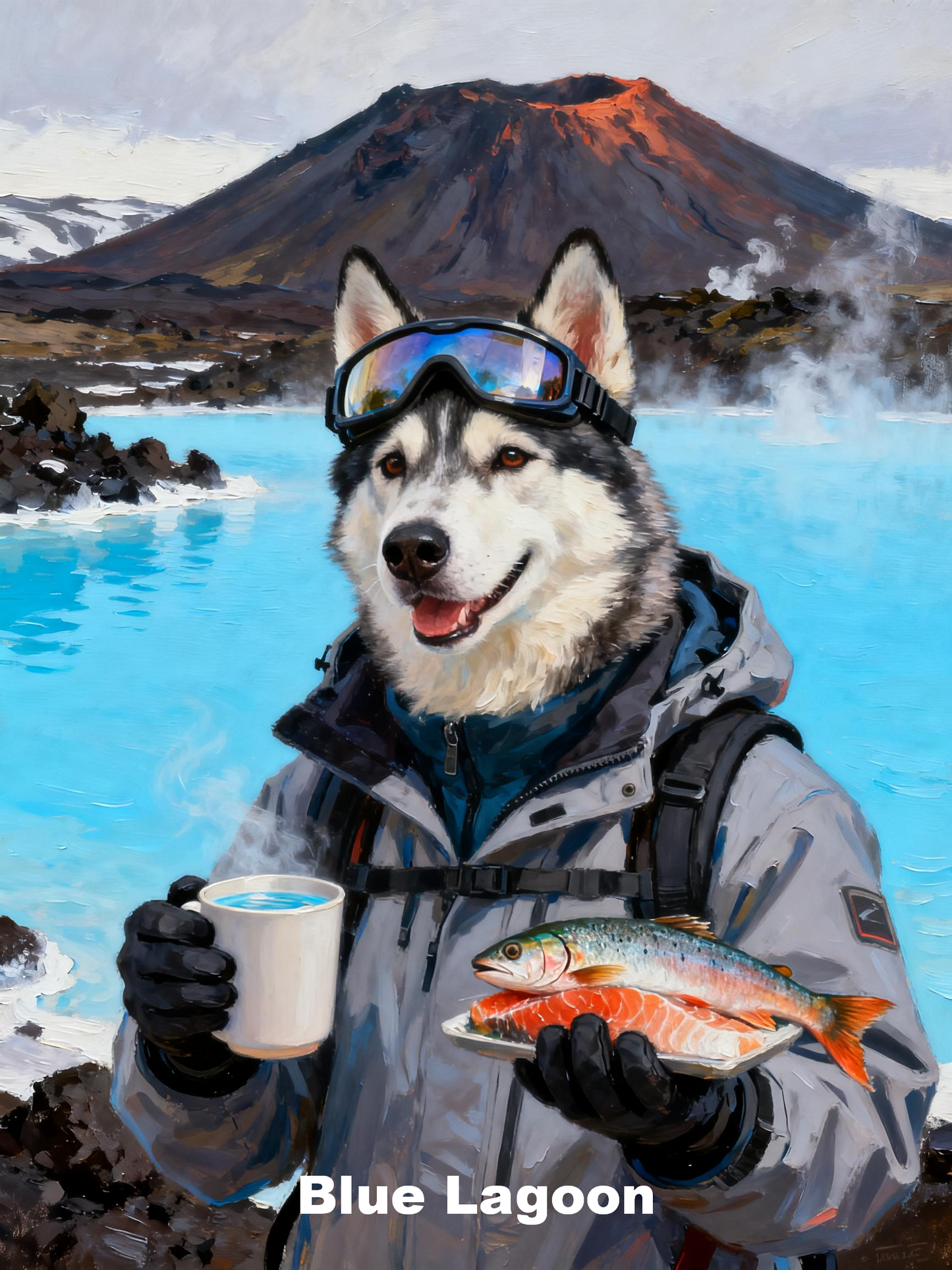 Personalized Pet World Tour Portrait, Pet at Famous Landmarks Painting