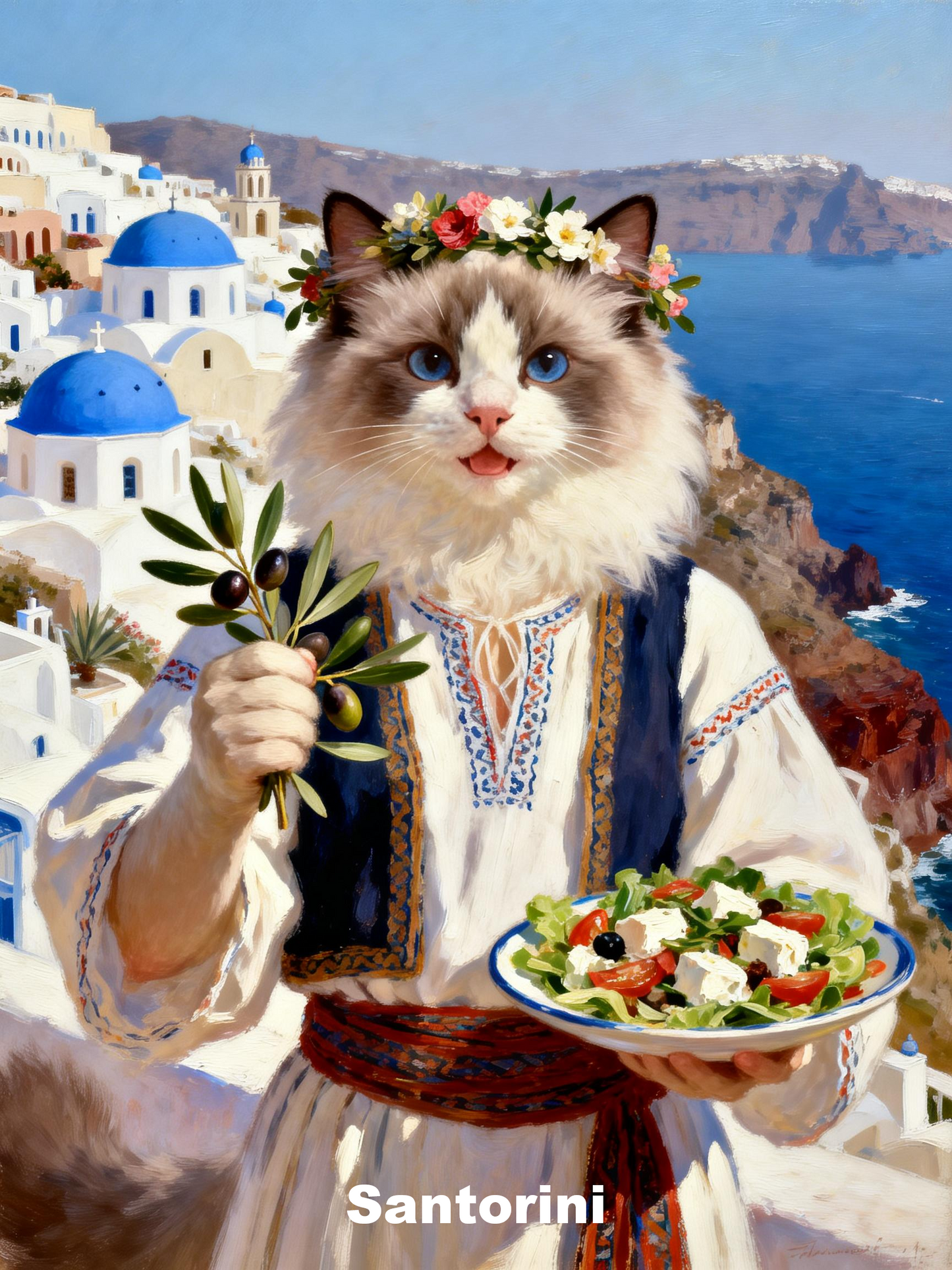 Personalized Pet World Tour Portrait, Pet at Famous Landmarks Painting