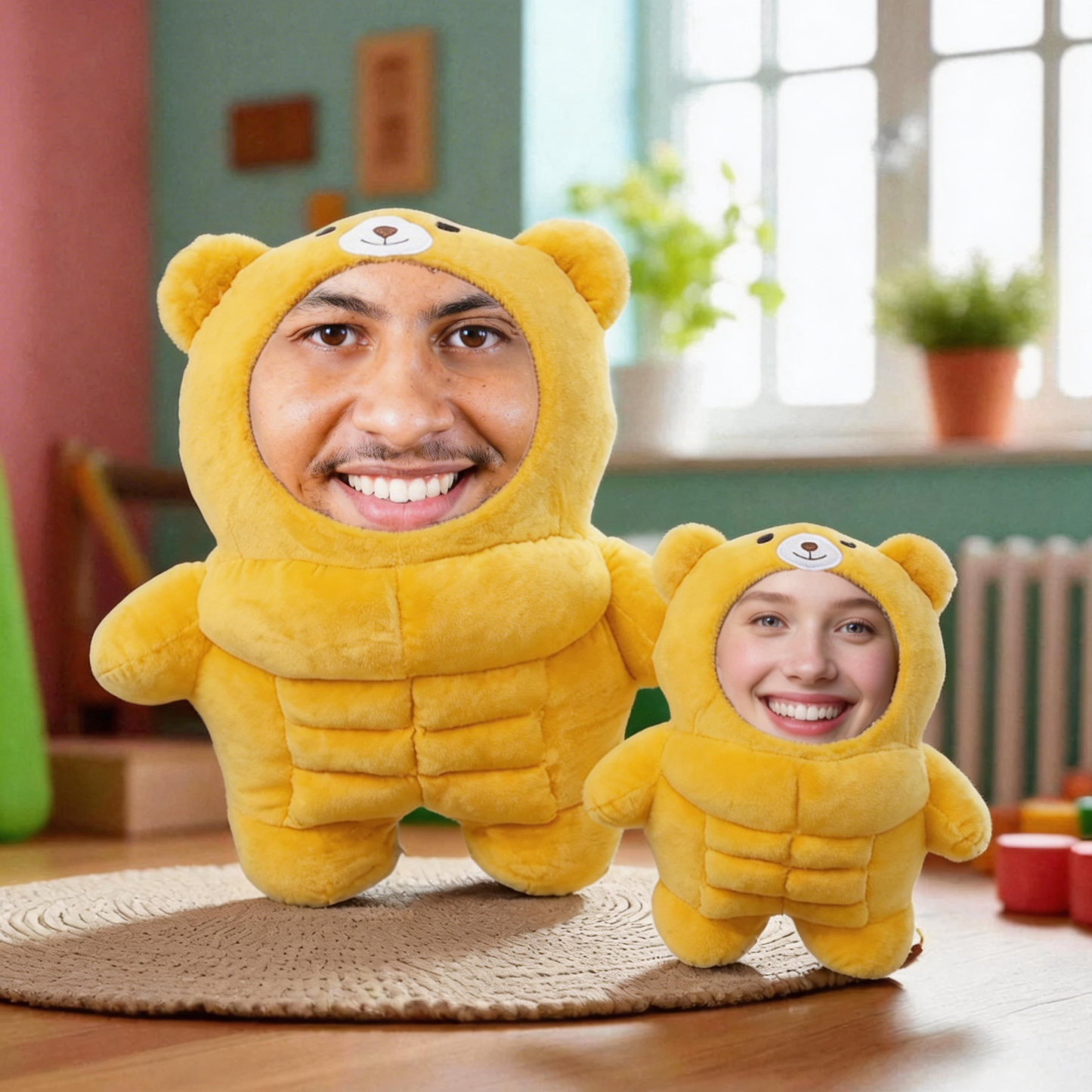 Personalized Muscle Bear Plush Toy-Custom Face Stuffed Animal Pillow